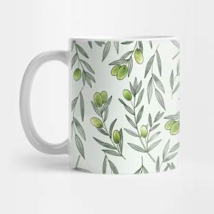 Green Olives Branches Watercolor Mug